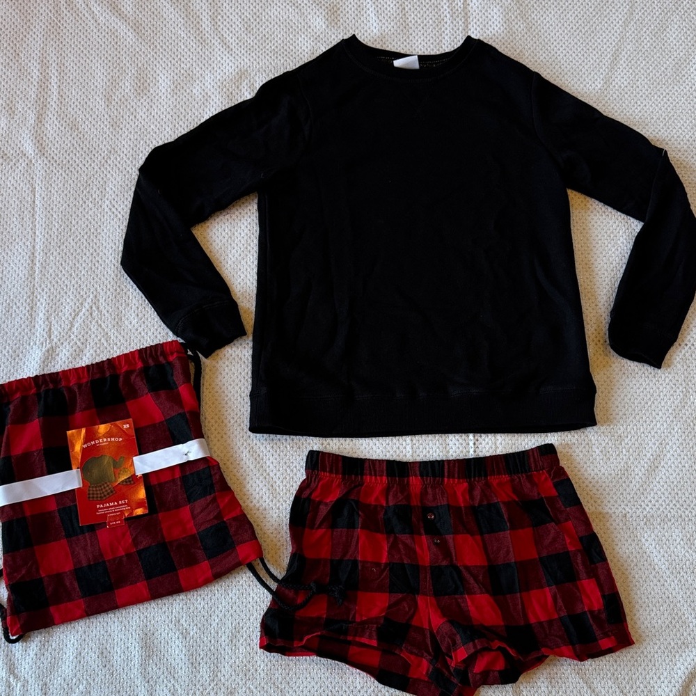 Black and Red Plaid Pajama Set